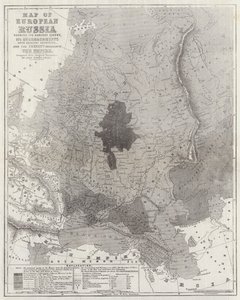 Mapa da Rússia européia mostrando sua extensão anterior, suas invasões em países adjacentes e o atual limite do império